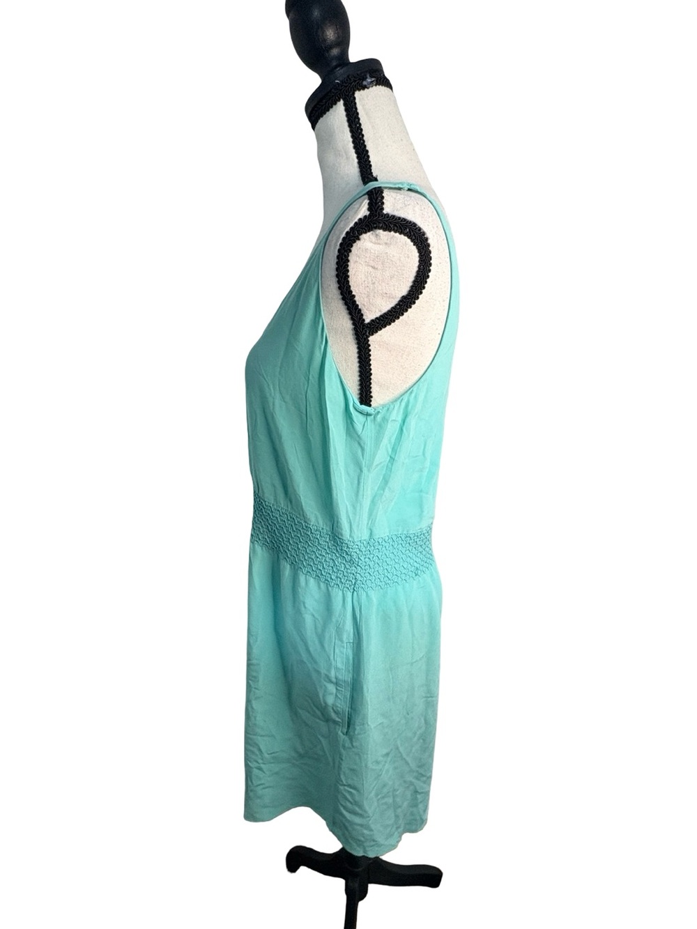 Babaton Aritzia 100% Silk Aqua Smocked Waist Sleeveless Dress S - Picture 3 of 10